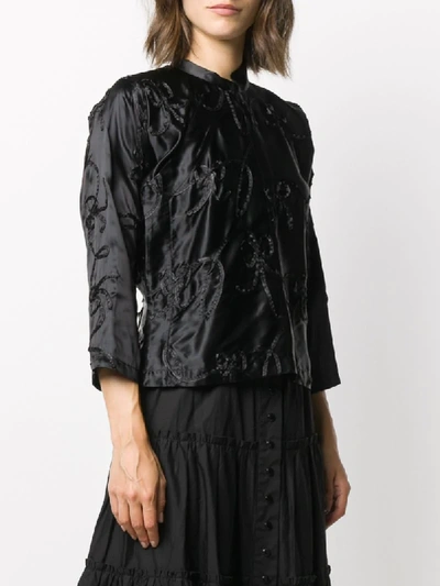 Shop Comme Des Garcons Girl Embroidered Fitted Jacket In Black