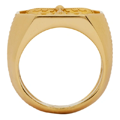 Shop Emanuele Bicocchi Gold Lily Chevaliet Signet Ring