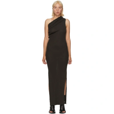 Shop Rick Owens Brown Wool One Shoulder Dress In 78 Drk Dust