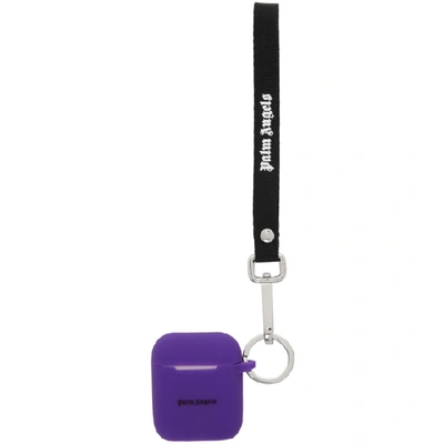 Shop Palm Angels Purple Logo Airpods Case Keychain