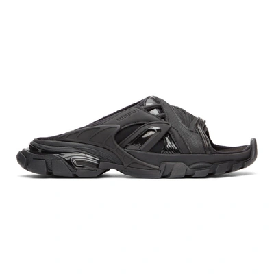 Shop Balenciaga Black Track Slide Sandals In 1000black