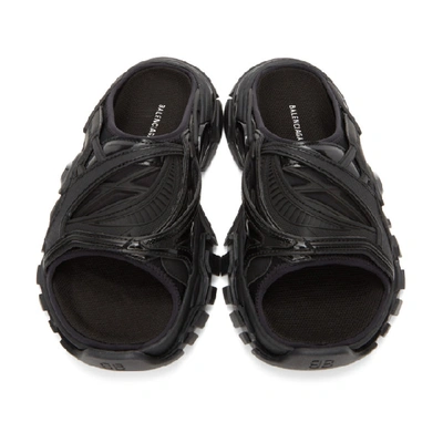 Shop Balenciaga Black Track Slide Sandals In 1000black