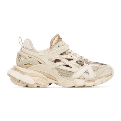 Shop Balenciaga Tan & Off-white Track.2 Sneakers In 9710 Nude