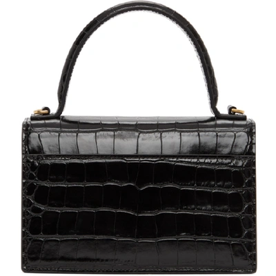 Shop Balenciaga Black Croc Xs Sharp Satchel Bag In 1000 Black