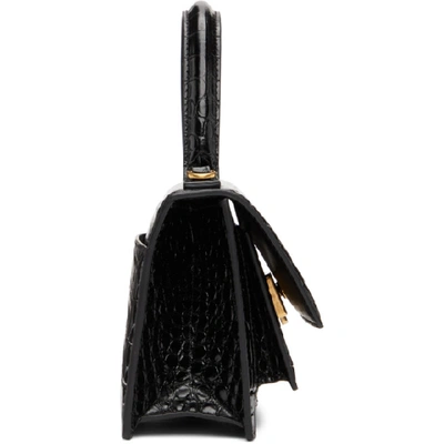 Shop Balenciaga Black Croc Xs Sharp Satchel Bag In 1000 Black