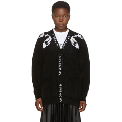 Shop Givenchy Black Floral Jacquard Cardigan In 004 Blk/wh