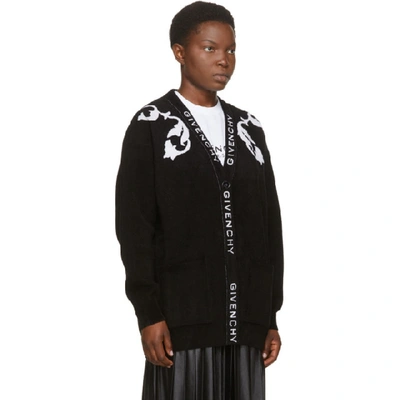 Shop Givenchy Black Floral Jacquard Cardigan In 004 Blk/wh