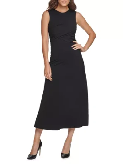Shop Donna Karan Crossover Mid-length Dress In Black