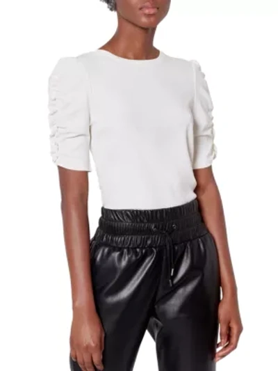 Shop Joie Catherine Ruched-sleeve Top In Caviar