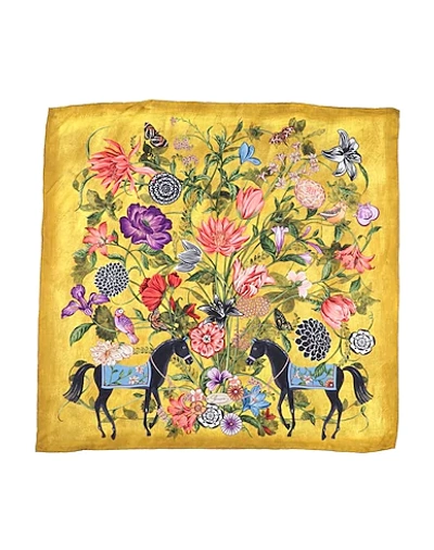 Shop Gucci Square Scarf In Yellow