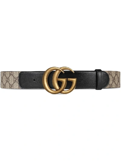 Shop Gucci Gg Marmont Leather Belt In Black