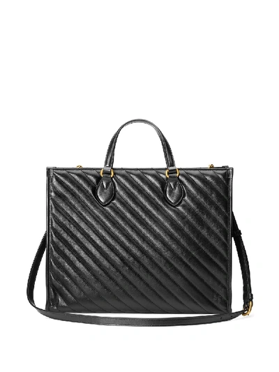 Shop Gucci Gg Marmont Top-handle Tote Bag In Black