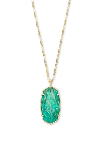 Shop Kendra Scott Reid Long Faceted Pendant Necklace In Gold Dark Teal Amazonite