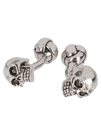 Shop Alexander Mcqueen Silver-tone Brass 3d Skull Cufflinks