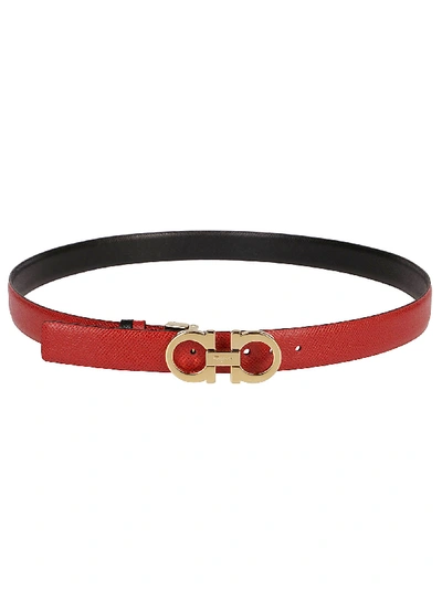 Shop Ferragamo Red Leather Gancio Belt