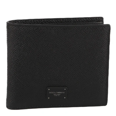 Shop Dolce & Gabbana Black Hammered Leather Wallet
