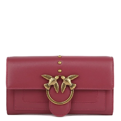 Shop Pinko Love Simply Leather Wallet In Pink Deco