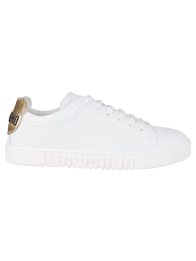 Shop Moschino White Leather Teddy Bear Sneakers
