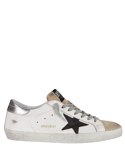 Shop Golden Goose White And Beige Leather Super-star Sneakers In White Beige