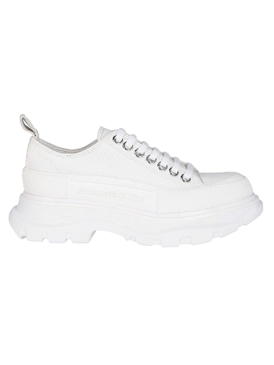 Shop Alexander Mcqueen White Cotton Tread Slick Sneakers