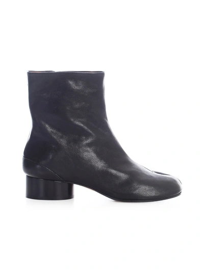 Shop Maison Margiela Vintage Soft Leather Tabi Boots 3 Heel In Black