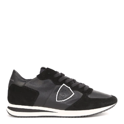 Shop Philippe Model Black Leather Sneakers With Logo