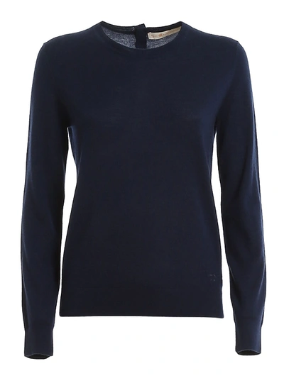 Shop Tory Burch Long Sleeve Iberia Pullover In Tory Navy