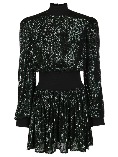 Shop Balmain Green Sequin Dress