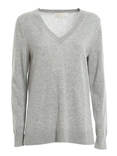 Shop Michael Kors Vneck Sweater In Pearl Heather