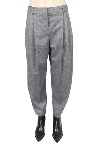 Shop Stella Mccartney Wool Flannel Trousers In Grey Melange