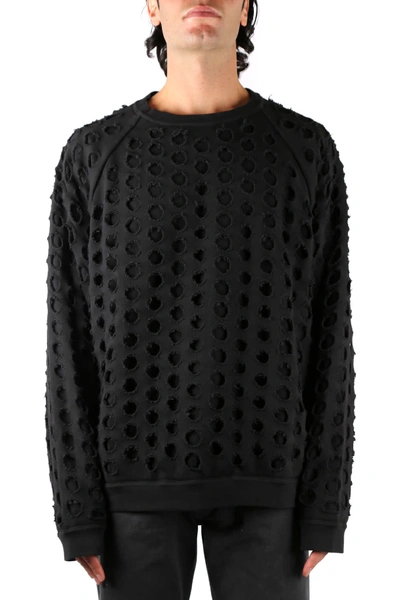 Shop Maison Margiela Black Holed Cotton Sweatshirt