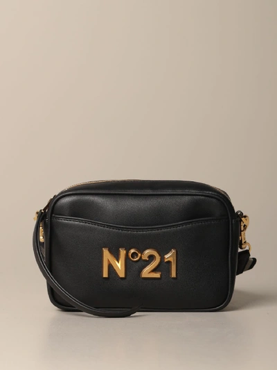 Shop N°21 N° 21 Crossbody Bags N &deg; 21 Shoulder Bag In Leather With Metallic Logo In Black
