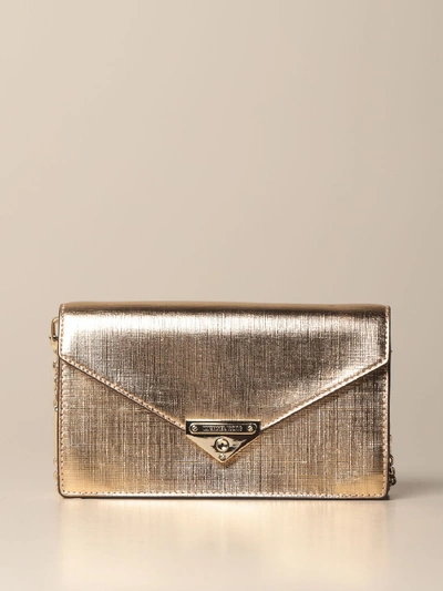 Shop Michael Michael Kors Crossbody Bags  Grace Bag In Metallic Saffiano Leather In Gold