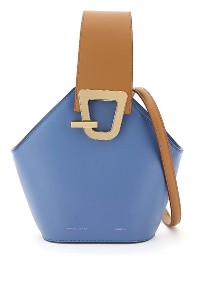 Shop Danse Lente Mini Johnny Leather Bag In Washed Blue Sandy Tan (light Blue)