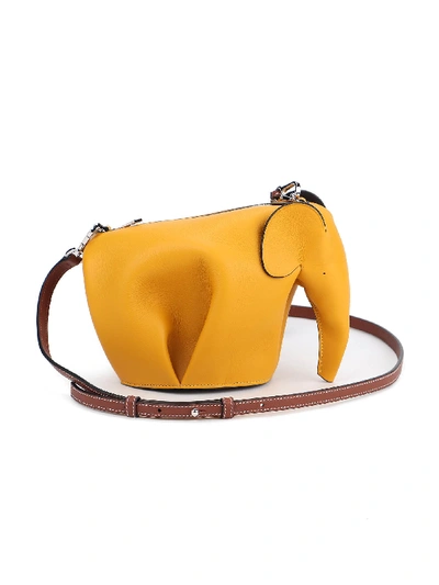 Shop Loewe Elephant Mini Bag In Narcisus Yellow/pecan