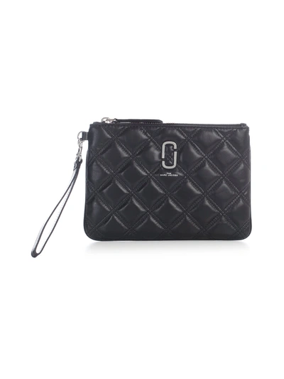 Shop Marc Jacobs The Quilted Softshot Slgs Wristlet In Black