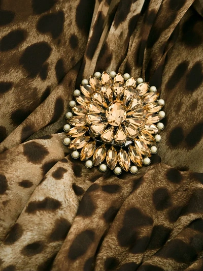 Shop Dolce & Gabbana Leopard Print Flared Dress In Brown