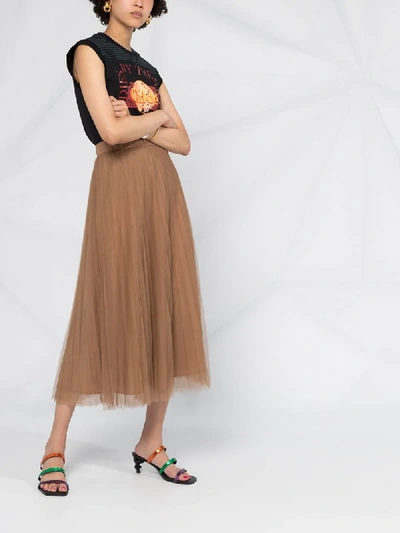 Shop P.a.r.o.s.h Parallel Pleated Midi Skirt In Neutrals