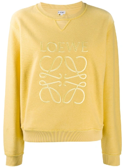 Shop Loewe Anagram Embroidered Sweatshirt In Yellow