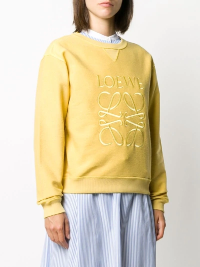Shop Loewe Anagram Embroidered Sweatshirt In Yellow