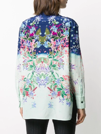 Shop Givenchy Floral Print Silk Shirt In Green