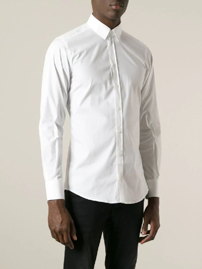 Dolce & Gabbana White Shirt With Classic Collar And Dropped Shoulders In Neutral