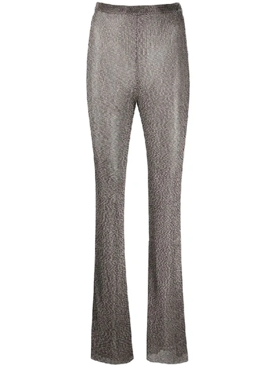 Shop Mugler High Waisted Flare Trousers In Brown