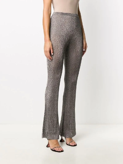 Shop Mugler High Waisted Flare Trousers In Brown