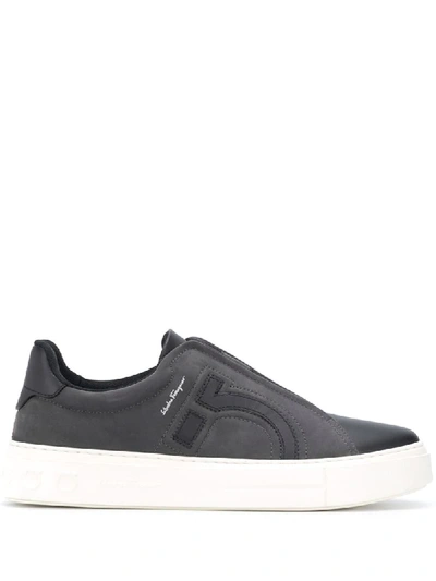Shop Ferragamo Gancini Slip-on Sneakers In Black