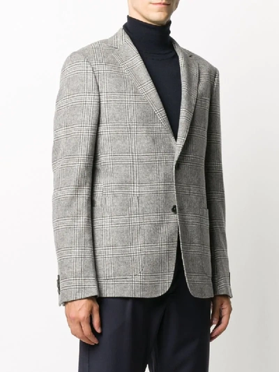 Shop Z Zegna Checked Single-breasted Blazer In Grey