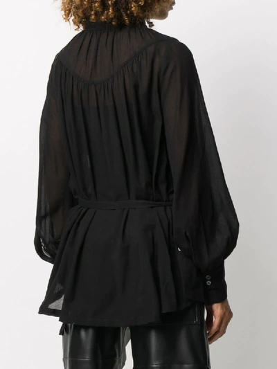 Shop Ann Demeulemeester Pussy-bow Belted Blouse In Black