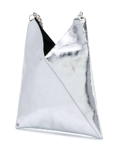 Shop Mm6 Maison Margiela Metallic-sheen Crossbody Bag In Silver