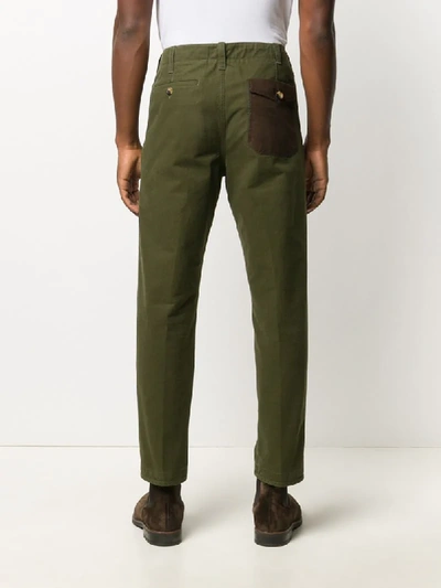 Shop Pt01 Straight-leg Cotton Trousers In Green