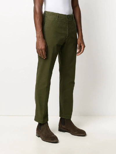 Shop Pt01 Straight-leg Cotton Trousers In Green